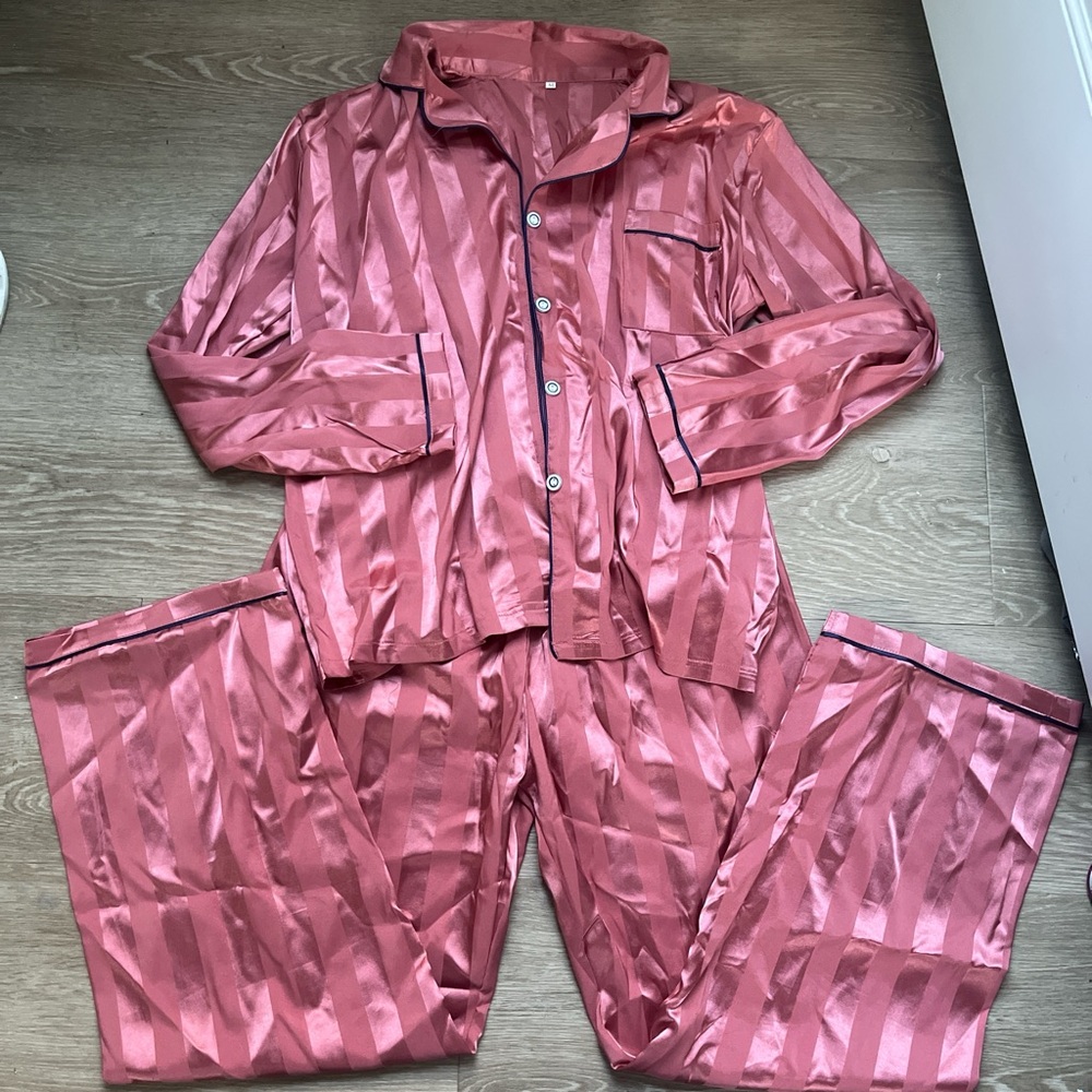 Silky Striped Pink Pajama Set